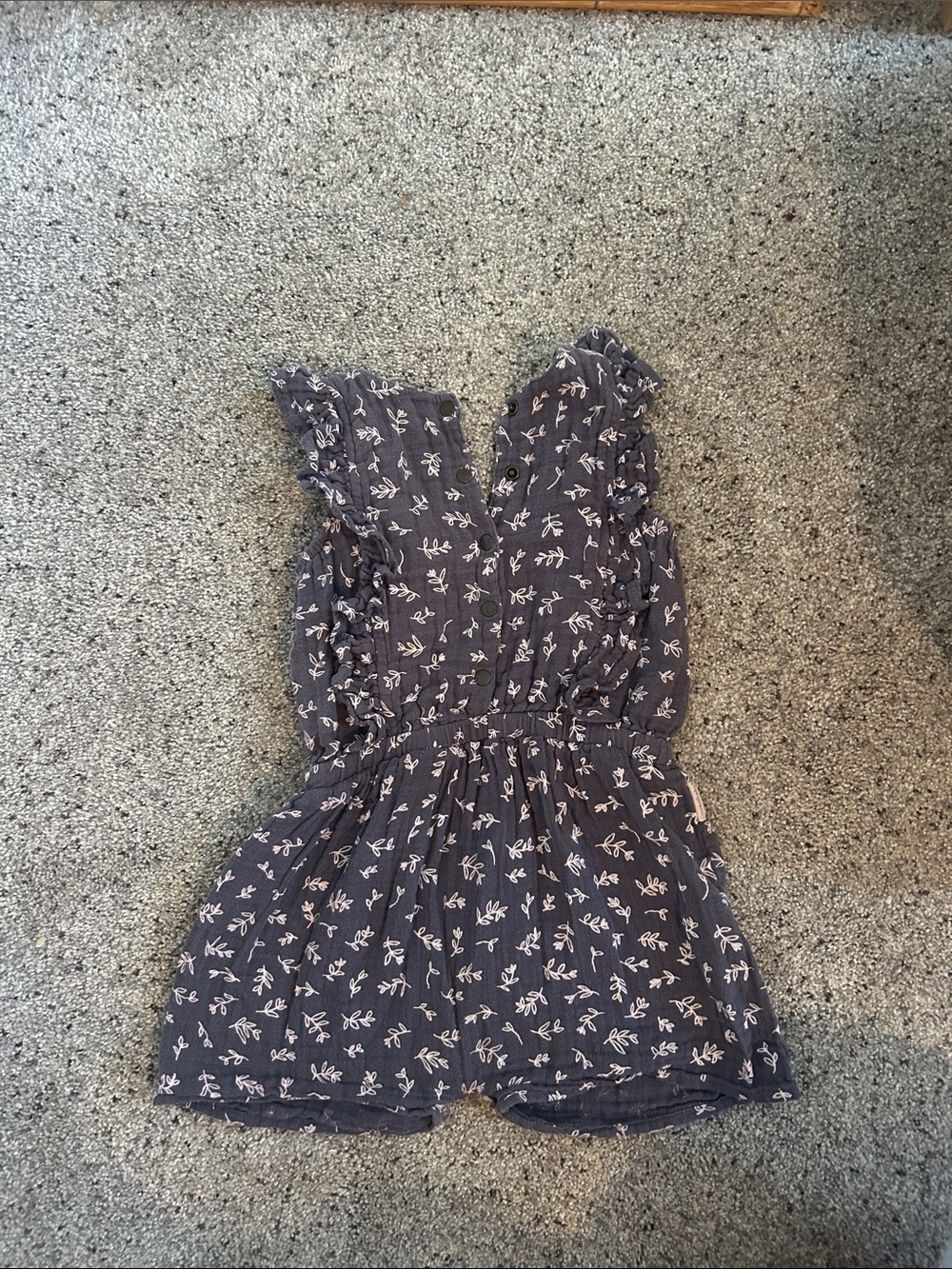 L'ovedbaby Slate Floral Ruffle Romper
